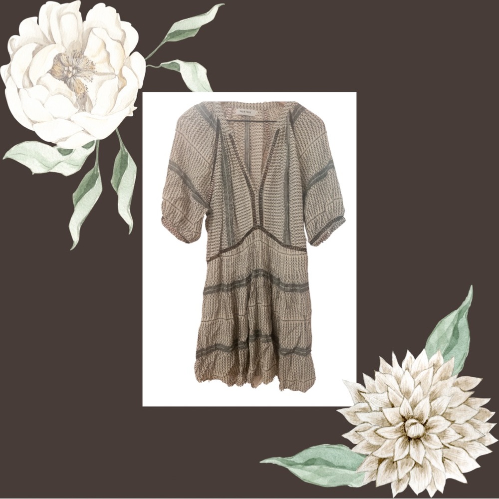 Magali Pascal Stylish Patterned Dress with Deep Neck Plunge